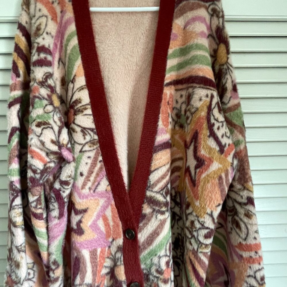 Free People Carson Cozy Cardigan peach combo color size Large
